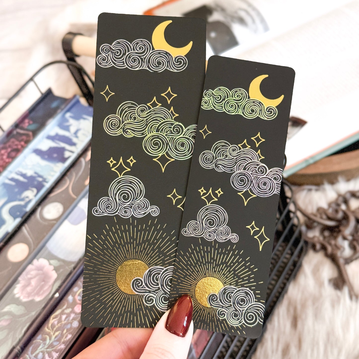 Foiled Celestial Sun, Moon, & Stars Bookmark